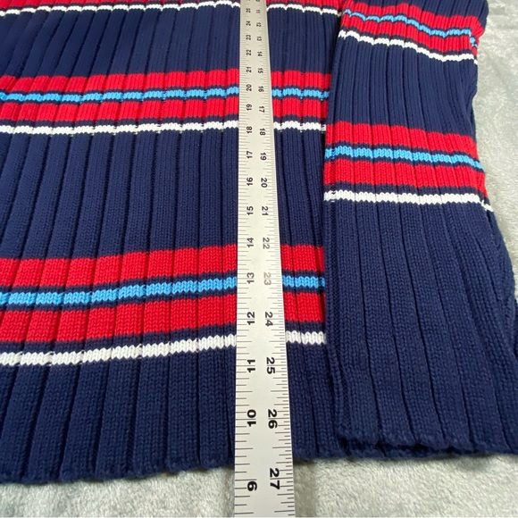 Knit Sweater Men’s Large Chunky Bombardier Key West 1/4 Zip Striped Blue Red - Picture 5 of 13